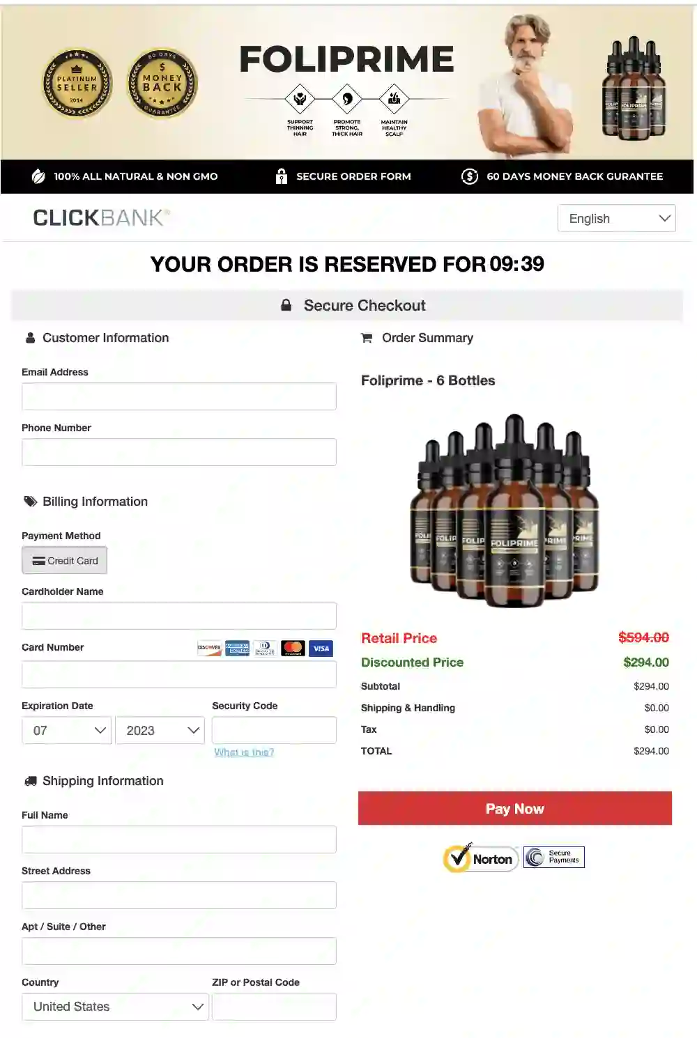 Foliprime Checkout Page